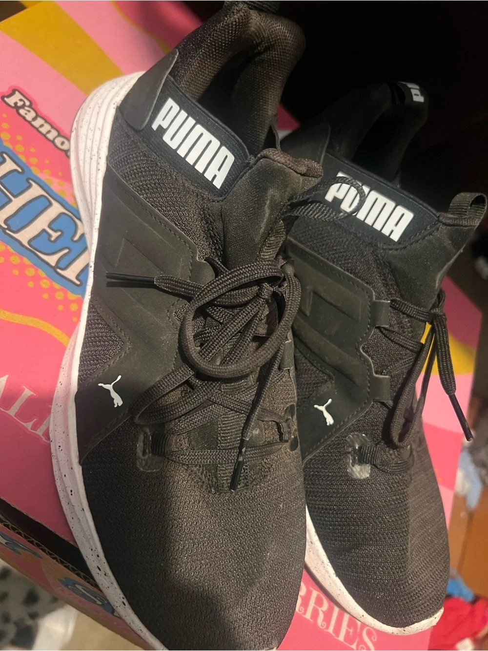 Puma Black Women's Athletic Sneakers with White Soles